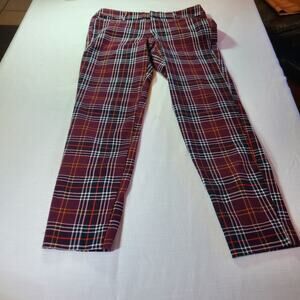 Old Navy Womens Size 2 Pixie Pants Red Plaid Mid Rise Ankle Skinny Stretch